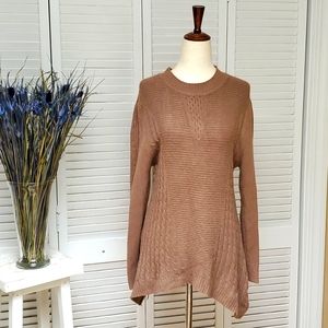 Jon & Anna Size L Brown Pullover Asymetrical Sweater.
